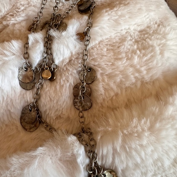 Vintage patina colored coin necklace. Bronze and matte silver colored mixed. - Picture 3 of 5